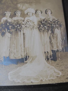 Wedding Photo Bride And  Bridesmaids 1940s VINTAGE PHOTO 10 x 8 Detroit - Picture 1 of 5