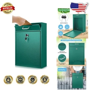 Eleganter abschließbarer Wandbriefkasten 16,2 x 11,2 Zoll, sicher und stilvoll grün - Bild 1 von 10