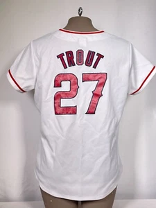 Mike Trout #27 Los Angeles Angels MLB Majestic weiß Heimtrikot Damen LARGE - Bild 1 von 16