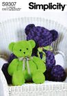 Simplicity 9307 Children's Stuffed Animal Bear 20" 29"  Craft Sewing Pattern