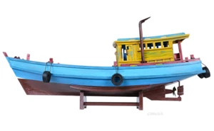 South Vietnam Fishing Refugee Boat Wood Model 28" Tau Vuot Bien Built Ship New - Picture 1 of 17