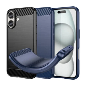 Custodia TPU Carbonio per Apple iPhone 16 Fiber Skin Brushed Custodia Protettiva Spazzolata - Foto 1 di 15