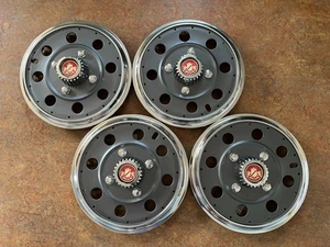 Set of 4 Peugeot Wheel Cover Hubcap 2 Lion Red Lion Crest 14" Vintage NEW - Bild 1 von 12
