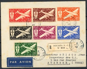 [G3282] New Caledonia 1948 armail complete set on Nice cover - see photos - Picture 1 of 2