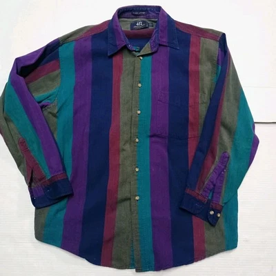 Vtg 417 Van Hausen Over Easy Stripe Colorful Button Western 90s Brush popper M - Image 1 of 4