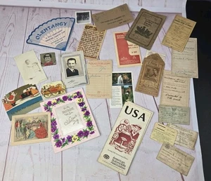 1917-1975 Ephemera Lot - WW1 Draft, Picture, Postcard, Greeting, Receipt, Map - Picture 1 of 21