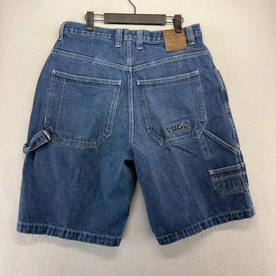 Vintage Lugz Jean Shorts Men's 34 fits 32 Blue Cargo Carpenter Baggy Skater y2k - Image 1 of 4