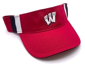 WISCONSIN BADGERS STRIPED VISOR HAT MVP AUTHENTIC NEW NCAA FOOTBALL TEAM NEW CAP - Picture 1 of 3