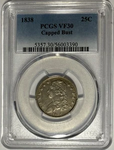 1838 Capped Bust Quarter 25c PCGS VF30❗️LOOKS GOOD FOR THE GRADE❗️ - Picture 1 of 2