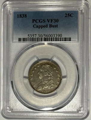 1838 Capped Bust Quarter 25c PCGS VF30❗️LOOKS GOOD FOR THE GRADE❗️ - Image 1 of 2