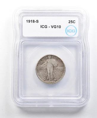 1918-S Standing Liberty Quarter VG10 ICG *4435 - Image 1 of 3