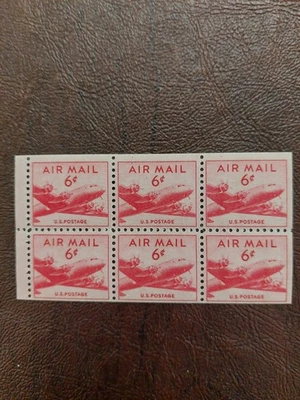 Scott#C39a, Booklet Pane of 6, 6 Cent Small Airmail Plane, MNH, V/F - Image 1 of 3