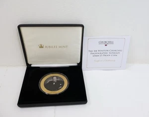 2015 chapado en oro Sir Winston Churchill fotográfico corona de £5 - certificado de autenticidad - Imagen 1 de 9