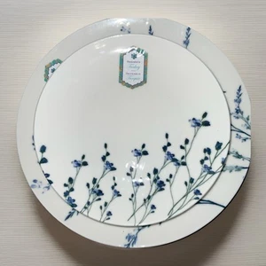 INTESA HOME BLUE LAVENDER FLOWER 2 PORCELAIN 11” DINNER 2 SALAD 9” PLATES NWT - Picture 1 of 11