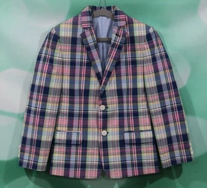 Izod Boys Size 10 Plaid Notch Collar Pockets Two Button Suit Jacket - Picture 1 of 4