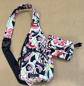Vera Bradley Mod Paisley Mini Cargo Sling Backpack Bag + Matching Trifold Wallet - Picture 1 of 10
