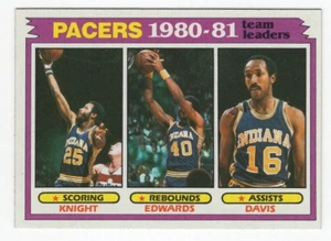 1981-82 Topps NBA #53 Indiana Pacers Team Card - Knight / Edwards / Davis - Picture 1 of 1