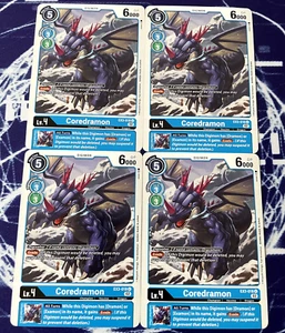 x4 Coredramon EX3-018 U Playset Digimon TCG Draconic Roar - Picture 1 of 1