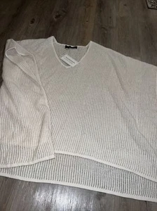 Totenkopf Kaschmir Pullover Damen Größe L Cape Poncho Strick creme 360 leicht - Bild 1 von 6