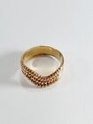 Ring Semi Knotted Wave Beaded Ring Gold Tone Vintage Costume Jewellery - Size R