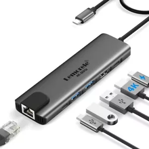 Lemorele Hubs 8 Adapters 6 in 1 multi-port usb3.0, 4K HDMI, RJ45 port, PD 100w - Picture 1 of 8