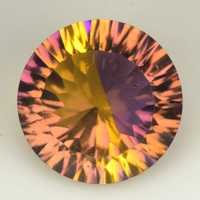 5.65 Ct & 12 mm _ YELLOW & PURPLE BI-COLOR NATURAL AMETRINE ROUND CUT GEMSTONES - Imagem 1 de 4
