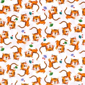 100% Cotton Michael Miller - Tiger By The Tail - Kids Jungle Zoo Animal Nursery - Picture 1 of 5