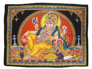 Hindu God Ganesh Laying Down Sequinned Wall Hanging * Fair Trade * 110 x 80 cm - Picture 1 of 6