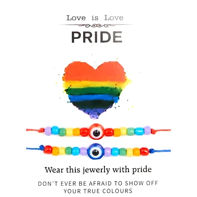 Pulsera Orgullo Protección Arco Iris Mal de Ojo Amor Es Amor Joyería Espiritual 2 Piezas Foto 1 de 4