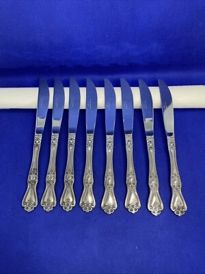 Lote de 8 cubiertos cuchillos de cena de acero inoxidable Rogers Co Precious Rose Foto 1 de 4