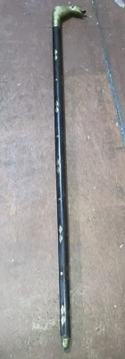 Старинная джентльменская трость трость палисандр латунная ручка и латунная инкрустация - Изображение 1 из 4