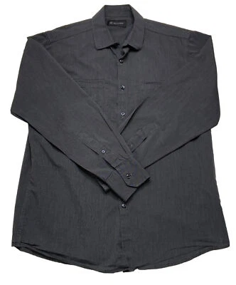 INC Long Sleeved Button Down Gray & Black Striped Dress Shirt Mens Size Medium - Image 1 of 3