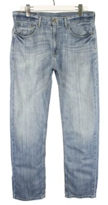 LEVI'S 505 Jeans Uomo W33/L32 Blu Denim Look Invecchiato Zip Sbiadito Fly Whiskers - Foto 1 di 10