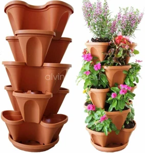 5 Tier Vertical Garden Strawberry Stackable Planters Herbs Petunias Pancy - Picture 1 of 8