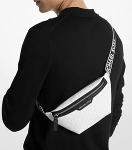 Michael Kors Cooper Logo Crossbody Sling Pack Belt Bag Bright White - Picture 1 of 5