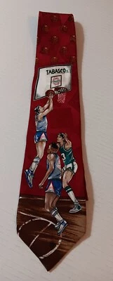 Corbata de cuello roja TABASCO BALONCESTO AROS DEPORTIVOS 100 % SEDA ITALIANA  Foto 1 de 4