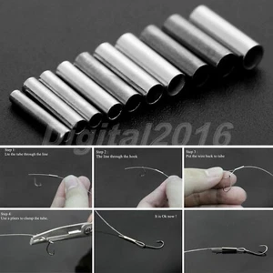 100pcs/bag Aluminum Crimp Fishing Line Sleeves Tube Connector 8mm Dia 1.0-2.8mm - Picture 1 of 16