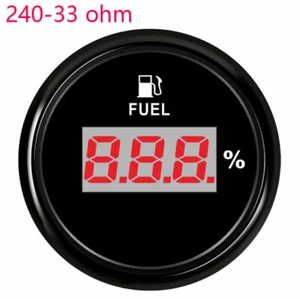 52MM Black Digital Fuel Level Gauge 240-33 ohms 9-32V For Car Truck Boat Red Led - Imagen 1 de 5