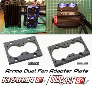 Dual 30x30 or 40x40 35mm Fan Mount Adapter Plate for Arrma 8s 1/5 Kraton Outcast - Picture 1 of 6