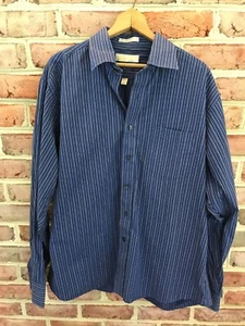 Michael Kors Men's Blue Purple White Striped Button Dress Shirt 17 1/2 36/37 XL - Picture 1 of 3