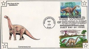 US 3136 FDC Dinosaurs - Nice Color Cachet - Volcano Scene - Camarasaurus ZAYIX - Picture 1 of 2