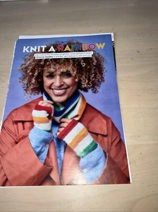 Women Knit A Rainbow Striped Cowl & Gauntlet / Wristwarmers Knitting Pattern - Picture 1 of 4