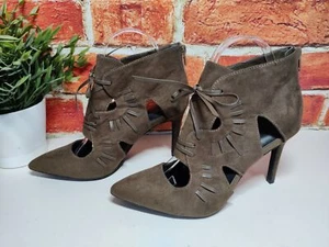 M&S Collection DAMENSTIEFELETTEN INSOLIA UK 4,5 BRAUN TEXTIL ZUM SCHNÜREN HOHER ABSATZ - Bild 1 von 5