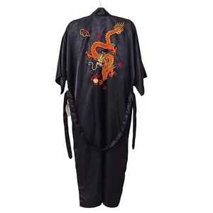 Kimono drago Lucky ricamato a mano donna piccolo kimono nero nuovo con etichetta NUOVO - Foto 1 di 10