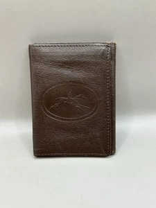 Vintage Nappa Cowhide Brazil Trifold Brown Leather Wallet With Horse/Rider Stamp - Picture 1 of 8