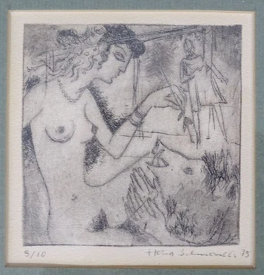 Weiblicher Akt - Hans Schmandt Signiert Auflage 10 - Keilerkopf Erotik - 1975 - Bild 1 von 4