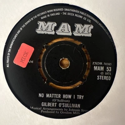 Gilbert O'Sullivan – No Matter How I Try - Vinyl 7" Single UK Import - VG - Image 1 of 2