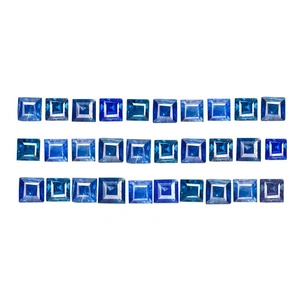 1.00Ct VS [30 Pcs Lot] Extreme Square 1.5 MM Blue 100% Natural Tanzania Sapphire - Picture 1 of 5
