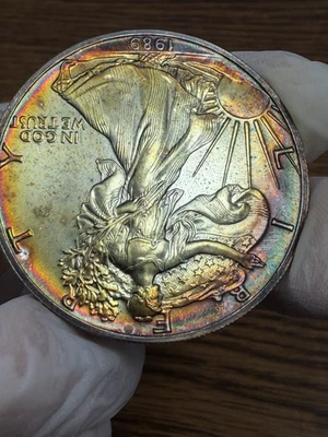 1989 American Silver Eagle 1 oz Silver Coin Toned Both Sides - Image 1 of 4