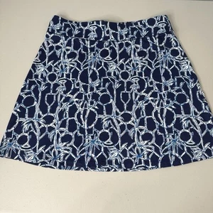 Lilly Pulitzer Brenna Skirt Womens Size L High Tide Blue Lucky Bamboo Pull on - Picture 1 of 7